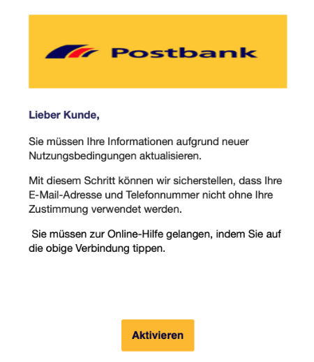 Phishing-Mail Postbank